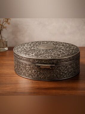 Vintage Larger Jewelry Trinket Box Colored Lined Burgundy